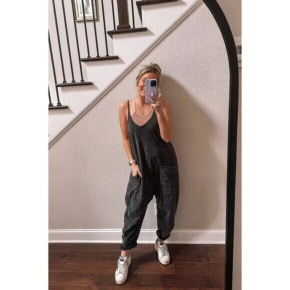 FREE PEOPLE Movement Hot Shot Onesie in Washed Black Size Small - Picture 15 of 16